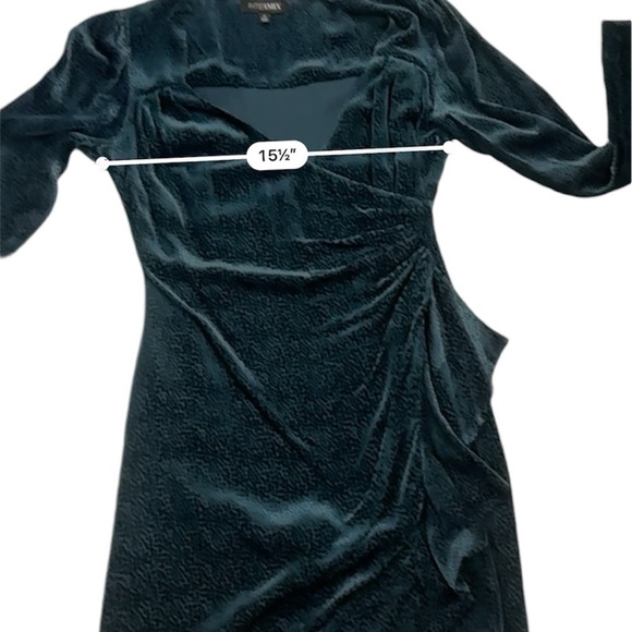 Intermix Women’s Silk Blend Teal Long Sleeve Wrap Dress, Size 0 - Picture 15 of 16